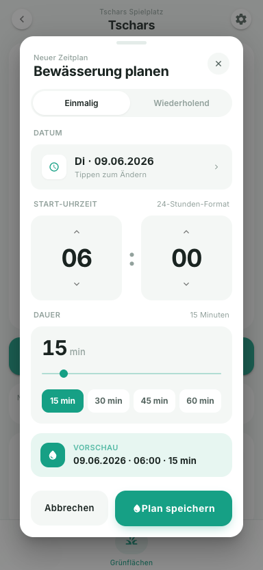 Bewässerung planen — Zeitplan anlegen